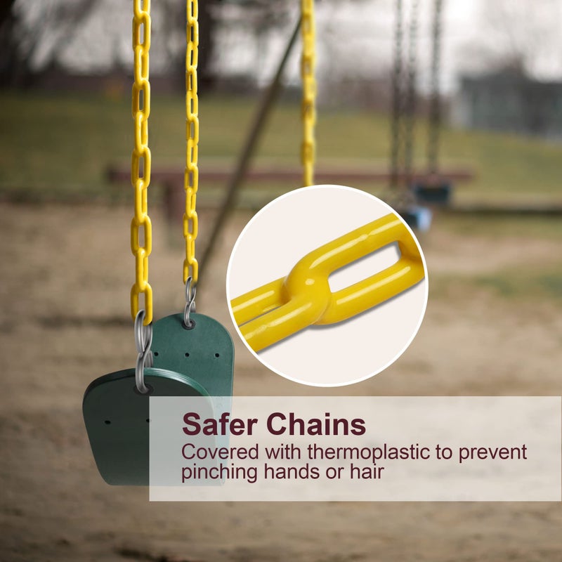 PACEARTH Swing Seat Support 660lb with 68.9 inch Anti-Rust Chains Plastic Coated 23.6 inch Tree Hanging Straps and Locking Buckles Outdoor Playground Tree Swing-Green - Image 3